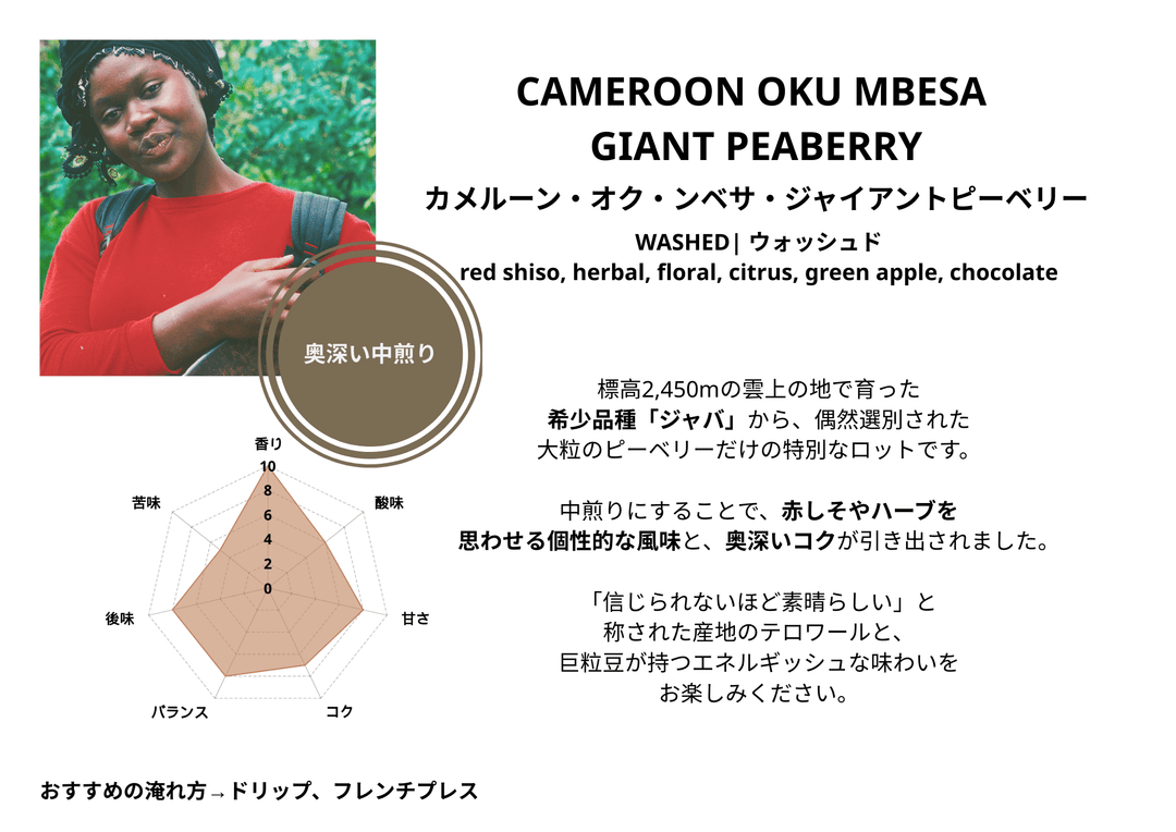 カメルーン オクンベサ ジャイアントピーベリー  ウォッシュド G1