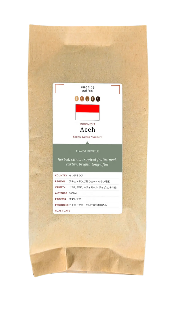 インドネシア アチェ フォレストグリーンのコーヒー豆｜スマトラ式精製