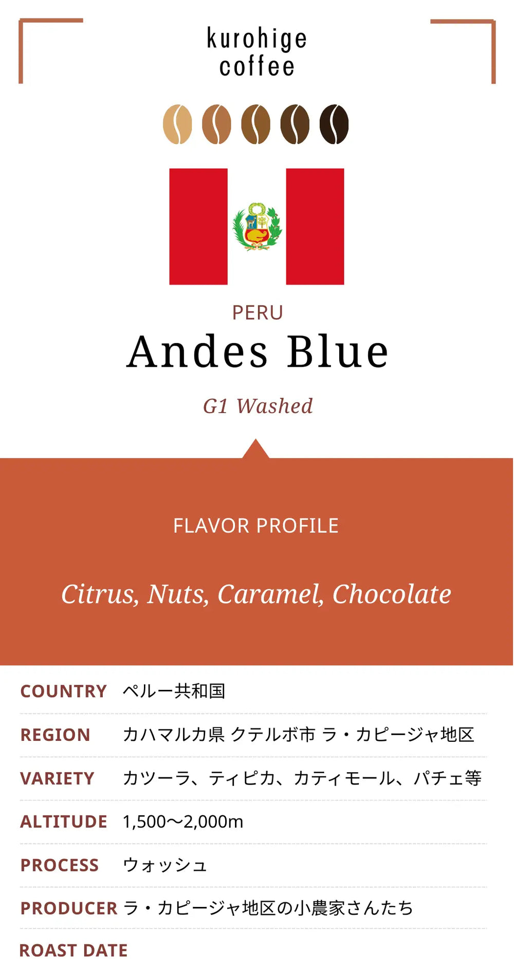 ペルー カハマルカ アンデスブルー G1 ウォッシュド