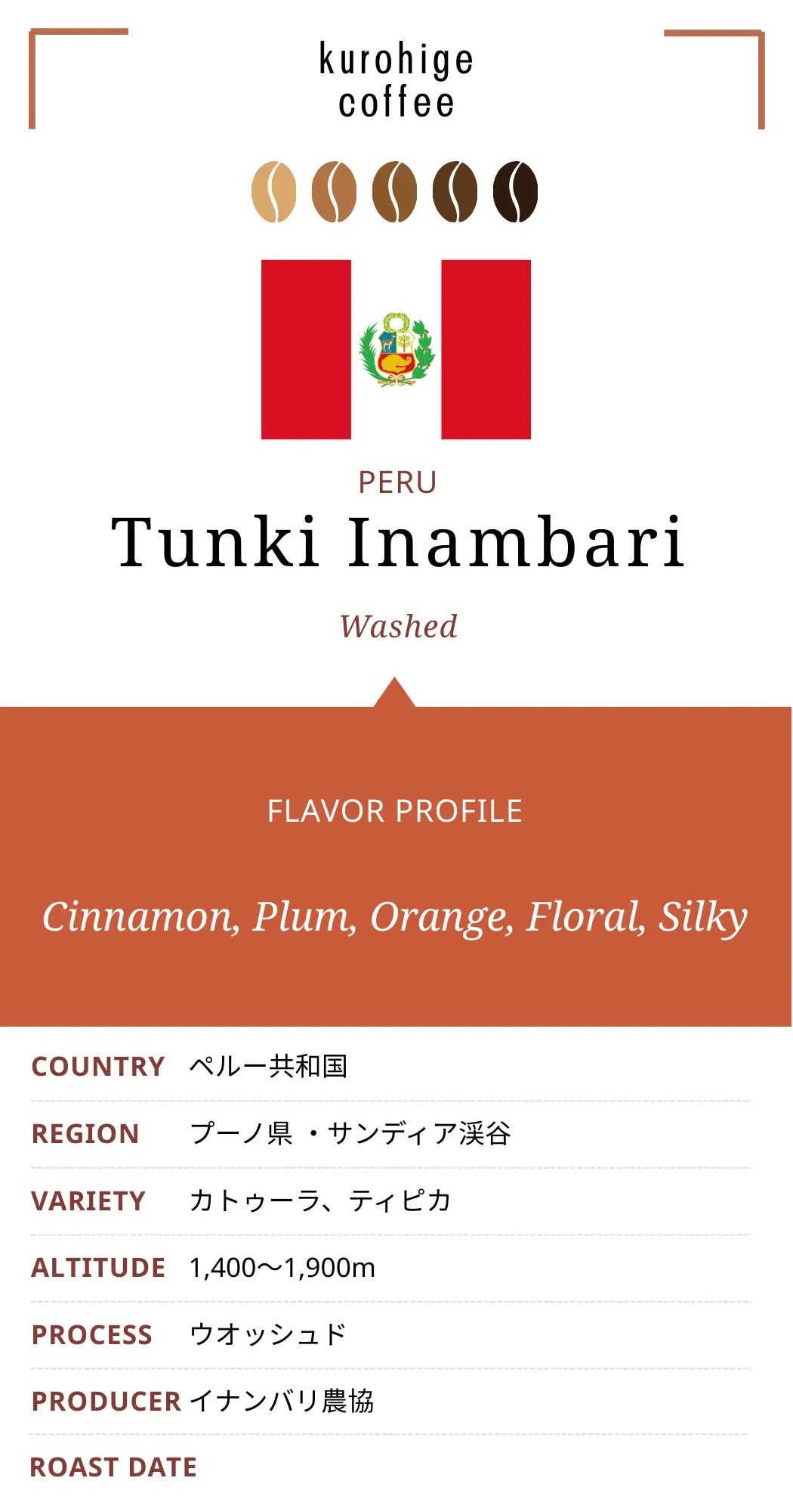 ペルー産コーヒー・３種飲み比べセット
