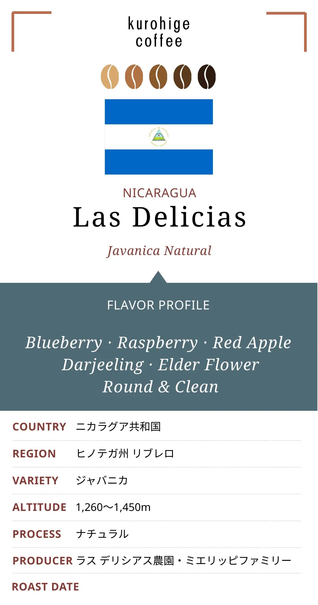 ニカラグア産コーヒー豆 ラス デリシアス ジャバニカ ナチュラル｜希少