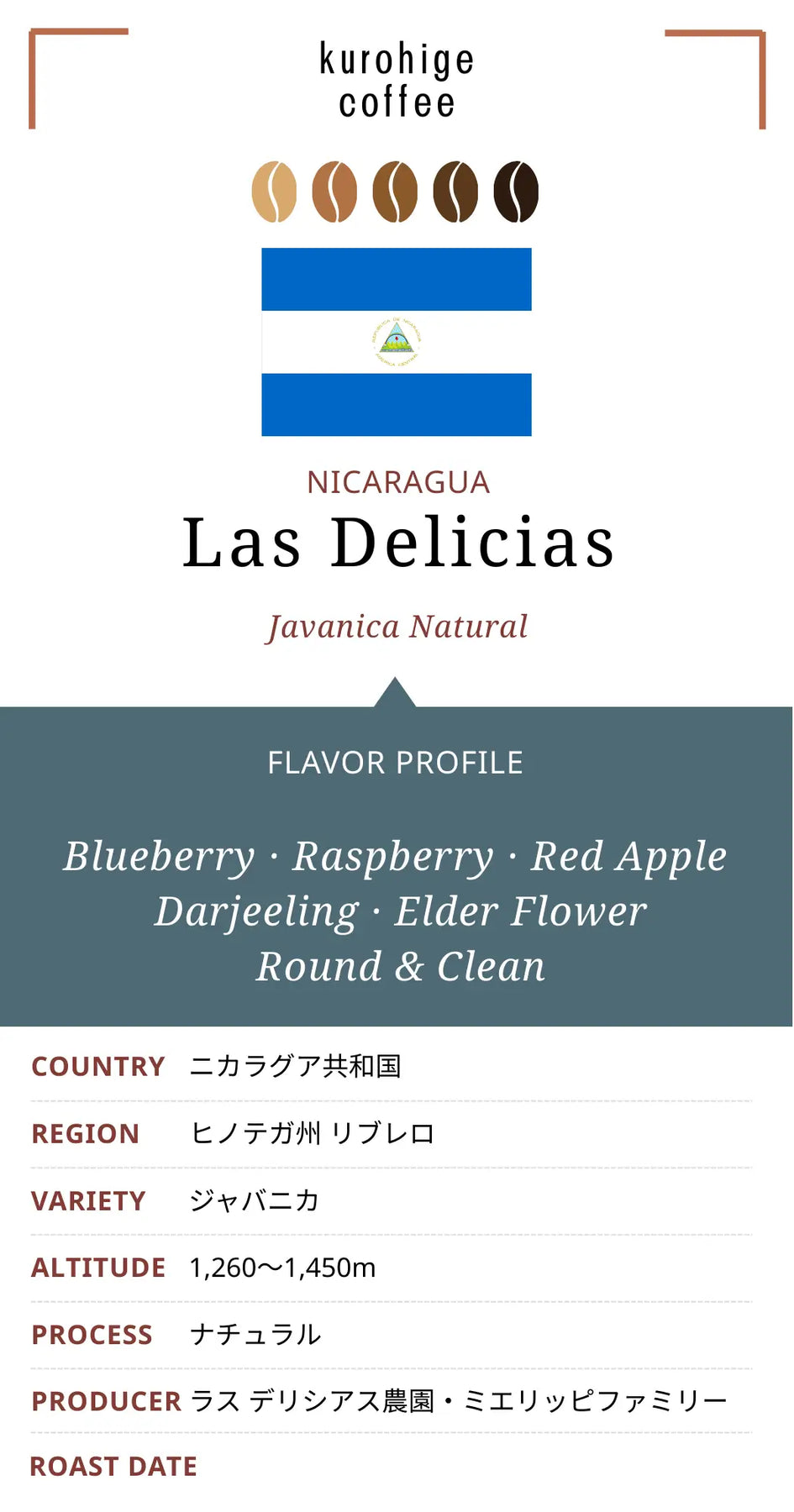 ニカラグア産コーヒー豆 ラス デリシアス ジャバニカ ナチュラル｜希少